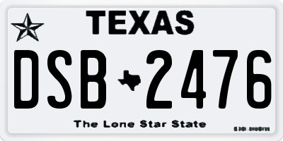 TX license plate DSB2476