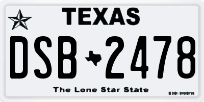 TX license plate DSB2478