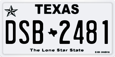 TX license plate DSB2481