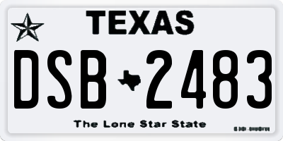 TX license plate DSB2483