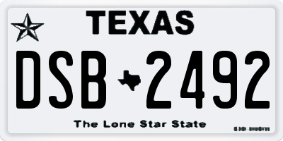 TX license plate DSB2492