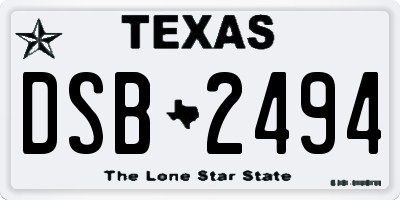 TX license plate DSB2494