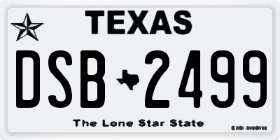 TX license plate DSB2499