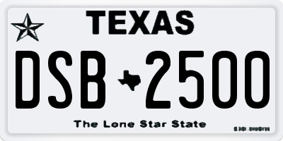 TX license plate DSB2500