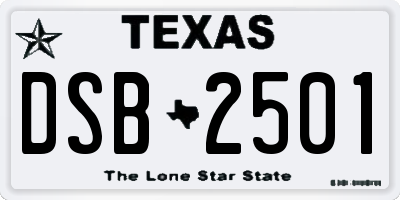 TX license plate DSB2501