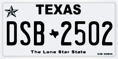 TX license plate DSB2502