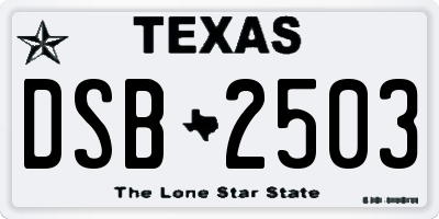 TX license plate DSB2503