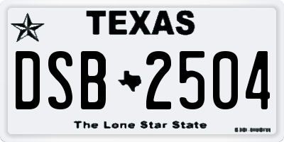 TX license plate DSB2504