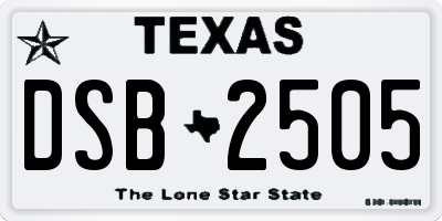 TX license plate DSB2505