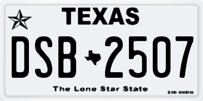 TX license plate DSB2507