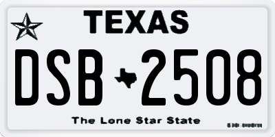 TX license plate DSB2508