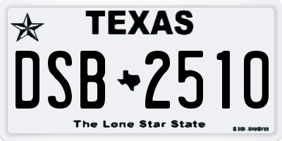 TX license plate DSB2510