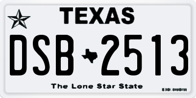 TX license plate DSB2513