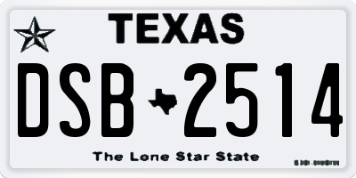 TX license plate DSB2514
