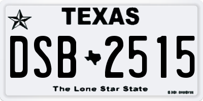 TX license plate DSB2515