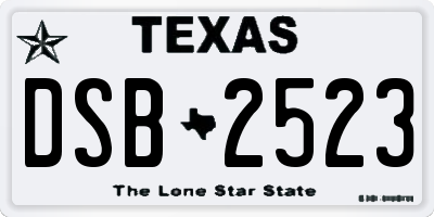 TX license plate DSB2523
