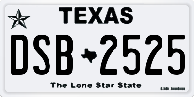 TX license plate DSB2525