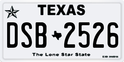 TX license plate DSB2526