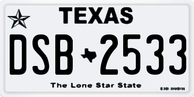 TX license plate DSB2533