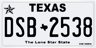 TX license plate DSB2538