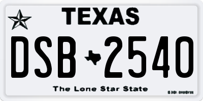 TX license plate DSB2540