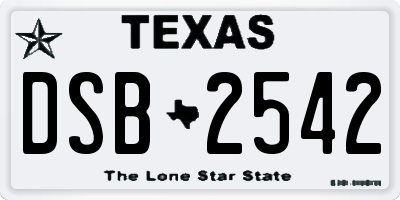 TX license plate DSB2542