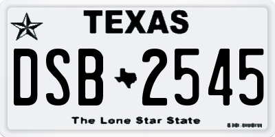 TX license plate DSB2545