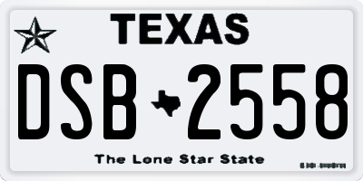 TX license plate DSB2558