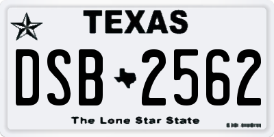 TX license plate DSB2562