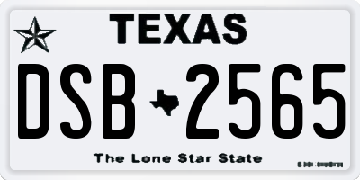 TX license plate DSB2565