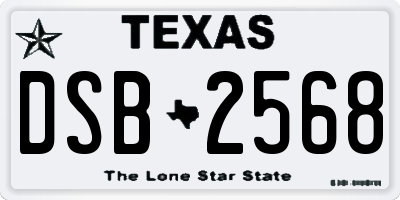 TX license plate DSB2568