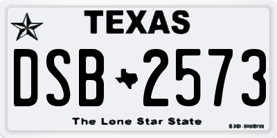 TX license plate DSB2573