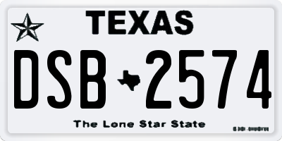 TX license plate DSB2574