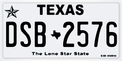 TX license plate DSB2576