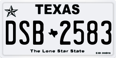 TX license plate DSB2583