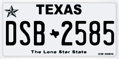 TX license plate DSB2585