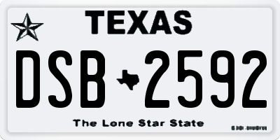 TX license plate DSB2592