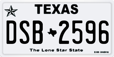 TX license plate DSB2596