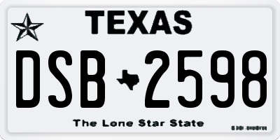TX license plate DSB2598