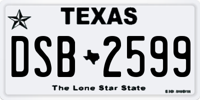 TX license plate DSB2599
