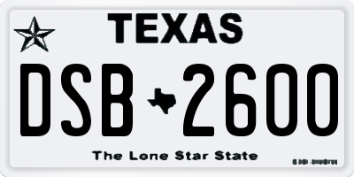 TX license plate DSB2600