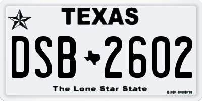 TX license plate DSB2602