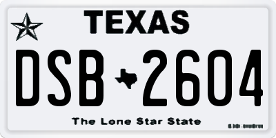 TX license plate DSB2604