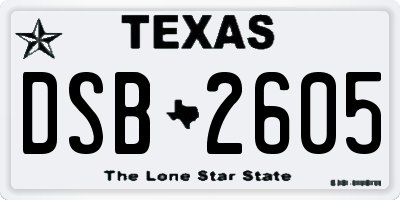 TX license plate DSB2605