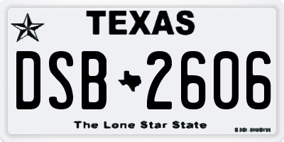 TX license plate DSB2606