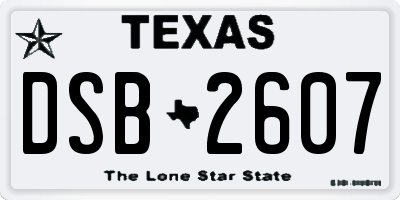 TX license plate DSB2607