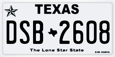 TX license plate DSB2608