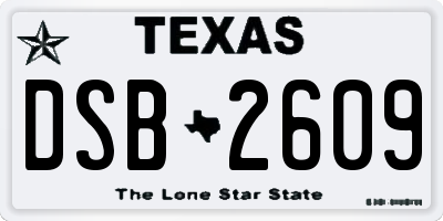 TX license plate DSB2609