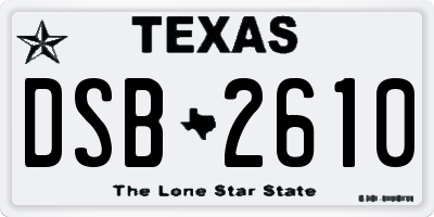 TX license plate DSB2610
