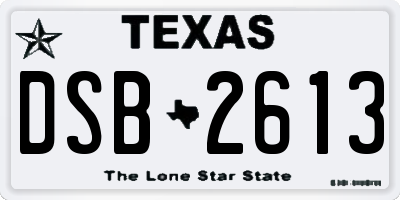 TX license plate DSB2613